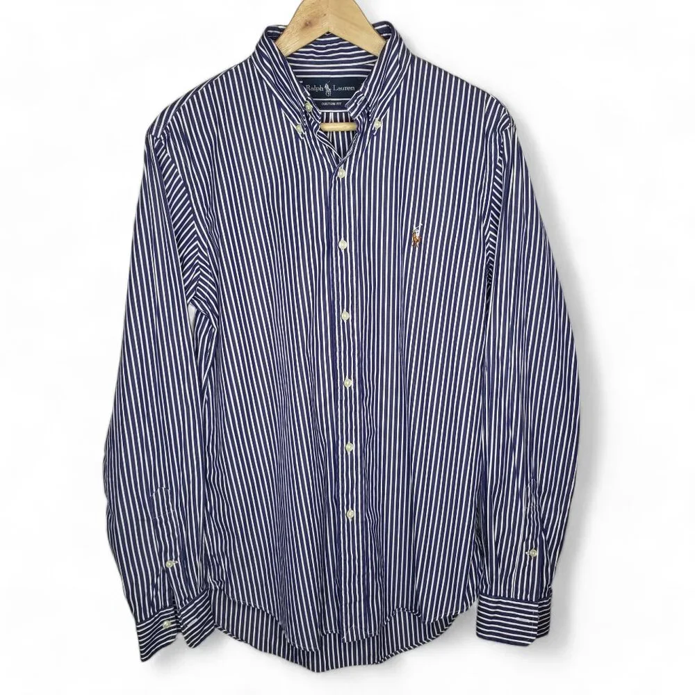 Polo by Ralph Lauren Shirt Men's Pinstripe Button Down Office Color Pony M